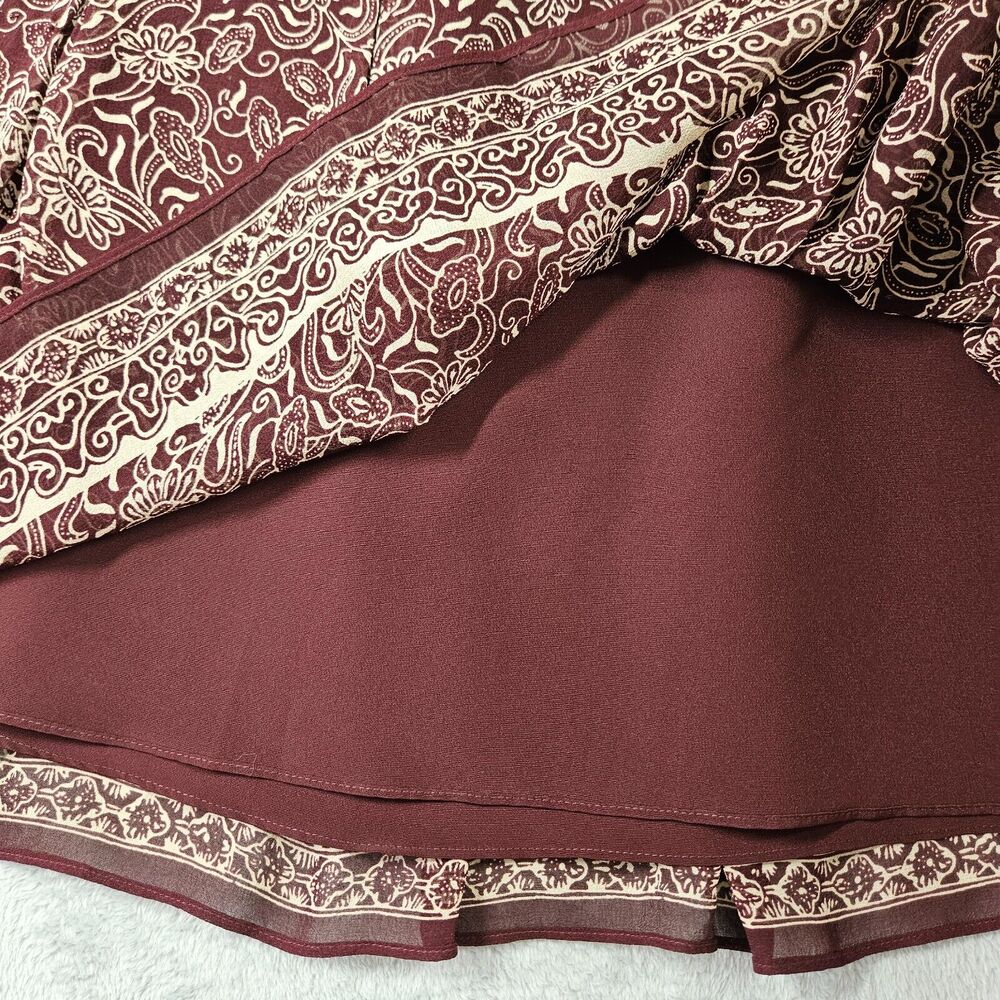 Ann Taylor Silk Skirt Set Womens Size 8 Top & 4‎ Skirt Sleeveless Wine Career - Picture 13 of 16